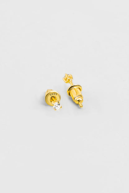 Zirkon Taşlı 2 Mm 18 Ayar Sarı Altın Kaplama Gümüş Tektaş Küpe 5016000144