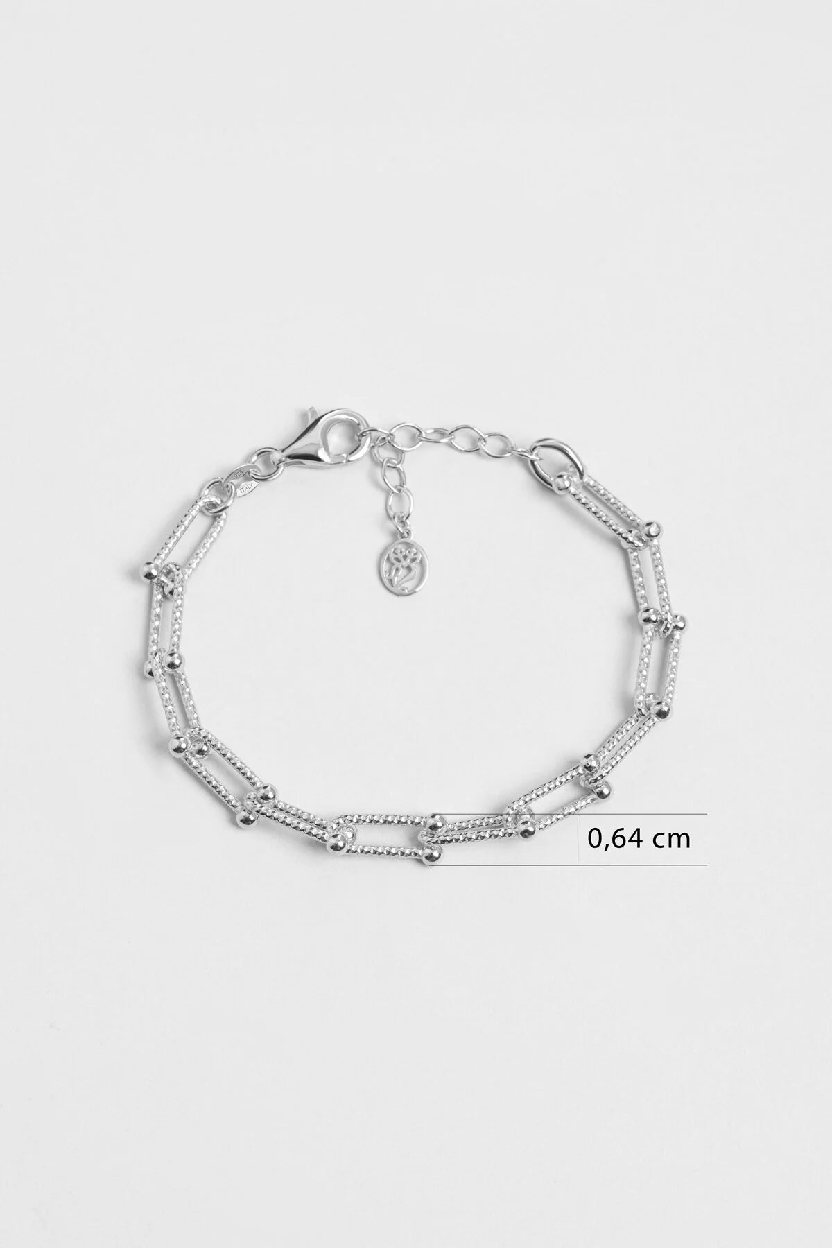 Zamansız Italyan 18 Ayar Beyaz Altın Kaplama 19 Cm Gümüş Ataş Zincir Bileklik 5213529999