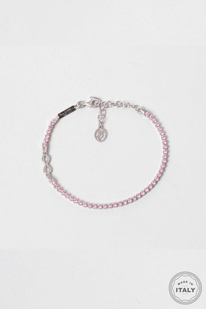 Pembe Sonsuzluk Italyan 18 Ayar Beyaz Altın Kaplama 19 Cm Gümüş Su Yolu Bileklik 5175010399
