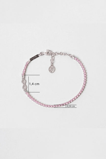 Pembe Sonsuzluk Italyan 18 Ayar Beyaz Altın Kaplama 19 Cm Gümüş Su Yolu Bileklik 5175010399