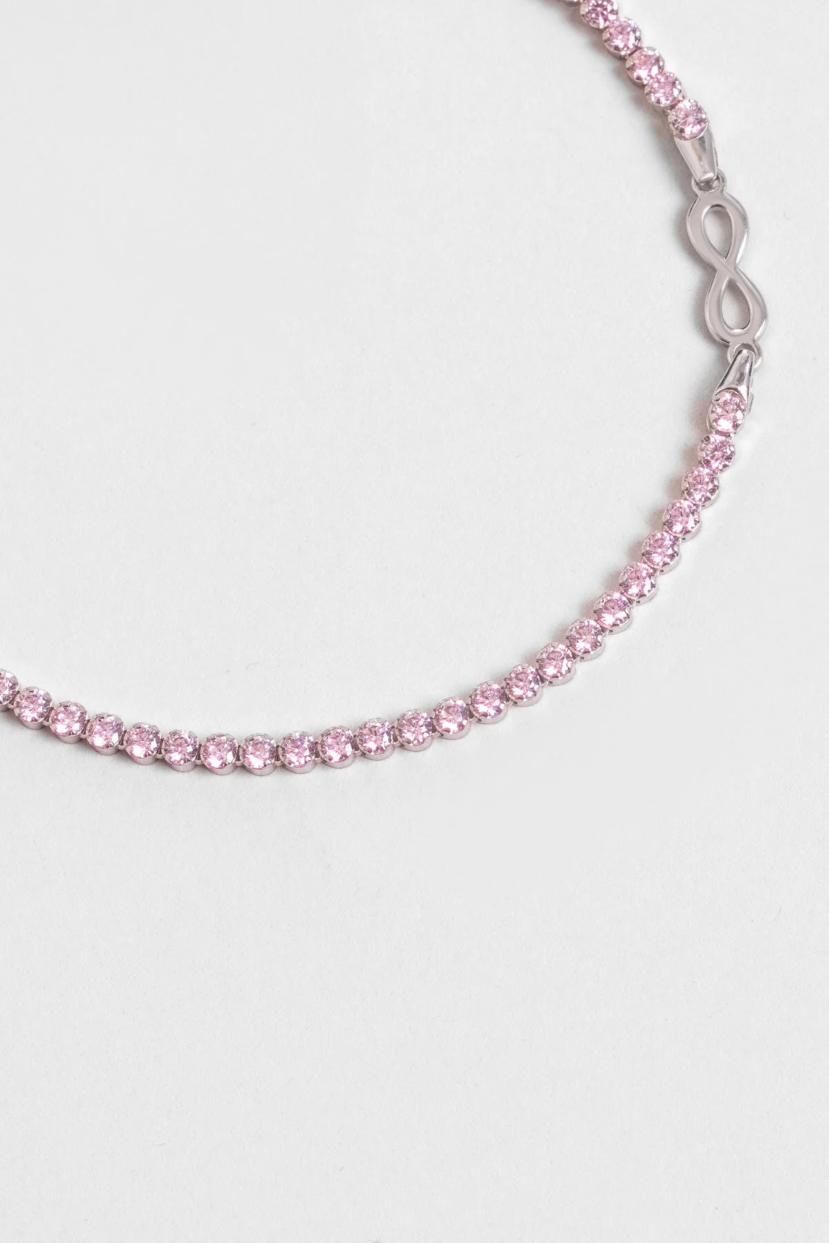 Pembe Sonsuzluk Italyan 18 Ayar Beyaz Altın Kaplama 19 Cm Gümüş Su Yolu Bileklik 5175010399