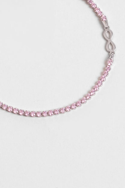 Pembe Sonsuzluk Italyan 18 Ayar Beyaz Altın Kaplama 19 Cm Gümüş Su Yolu Bileklik 5175010399