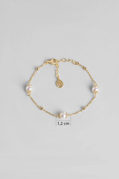 Inci Çiçeği 18 Ayar Sarı Altın Kaplama 20 Cm Gümüş Bileklik 1173456244