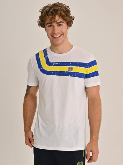 Fenerbahçe Beyaz Tribün Üç Bantlı Erkek Tshirt