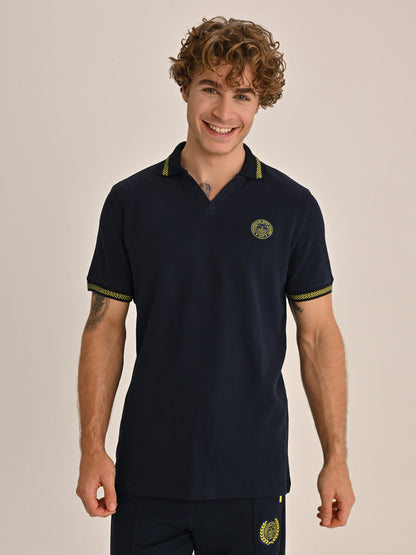 Fenerbahçe Lacivert Tribün Balıksırtı Detaylı Erkek Polo Tshirt