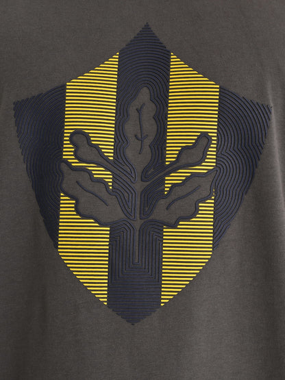 Fenerbahçe Gri Tribün Çubuklu Arma Erkek Oversize Tshirt