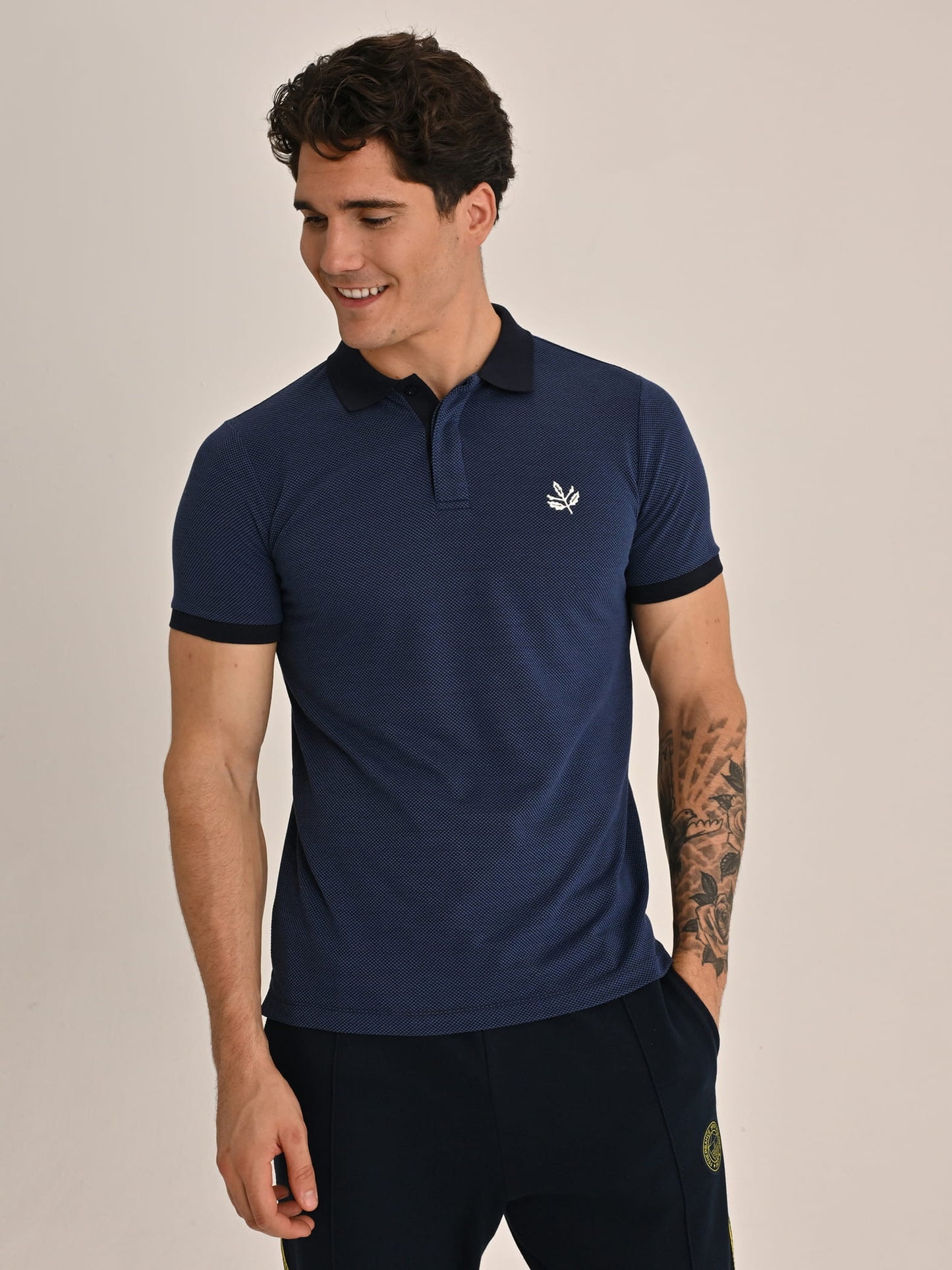 Fenerbahçe Lacivert Trend Jakarlı Erkek Polo Tshirt