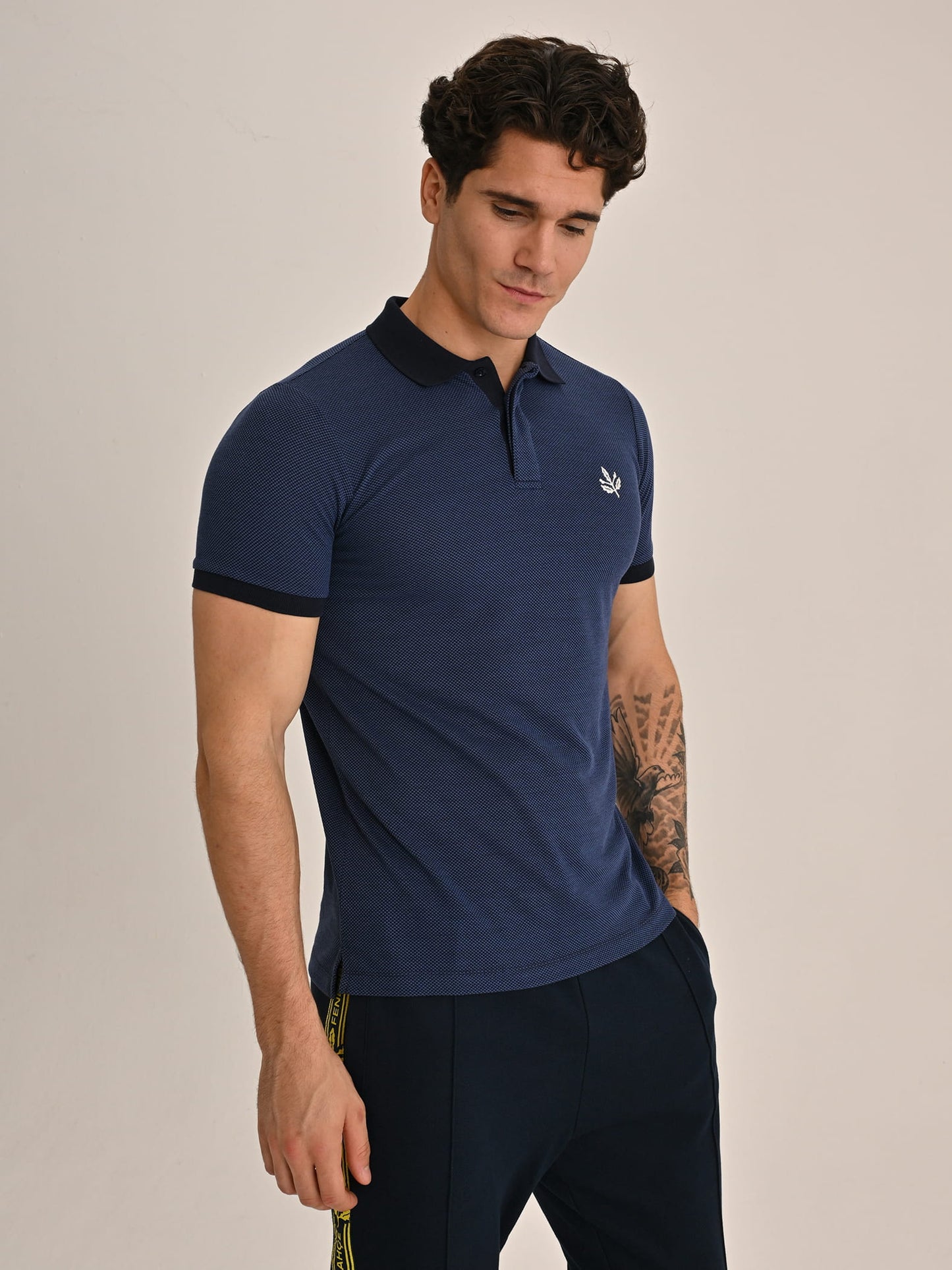 Fenerbahçe Lacivert Trend Jakarlı Erkek Polo Tshirt