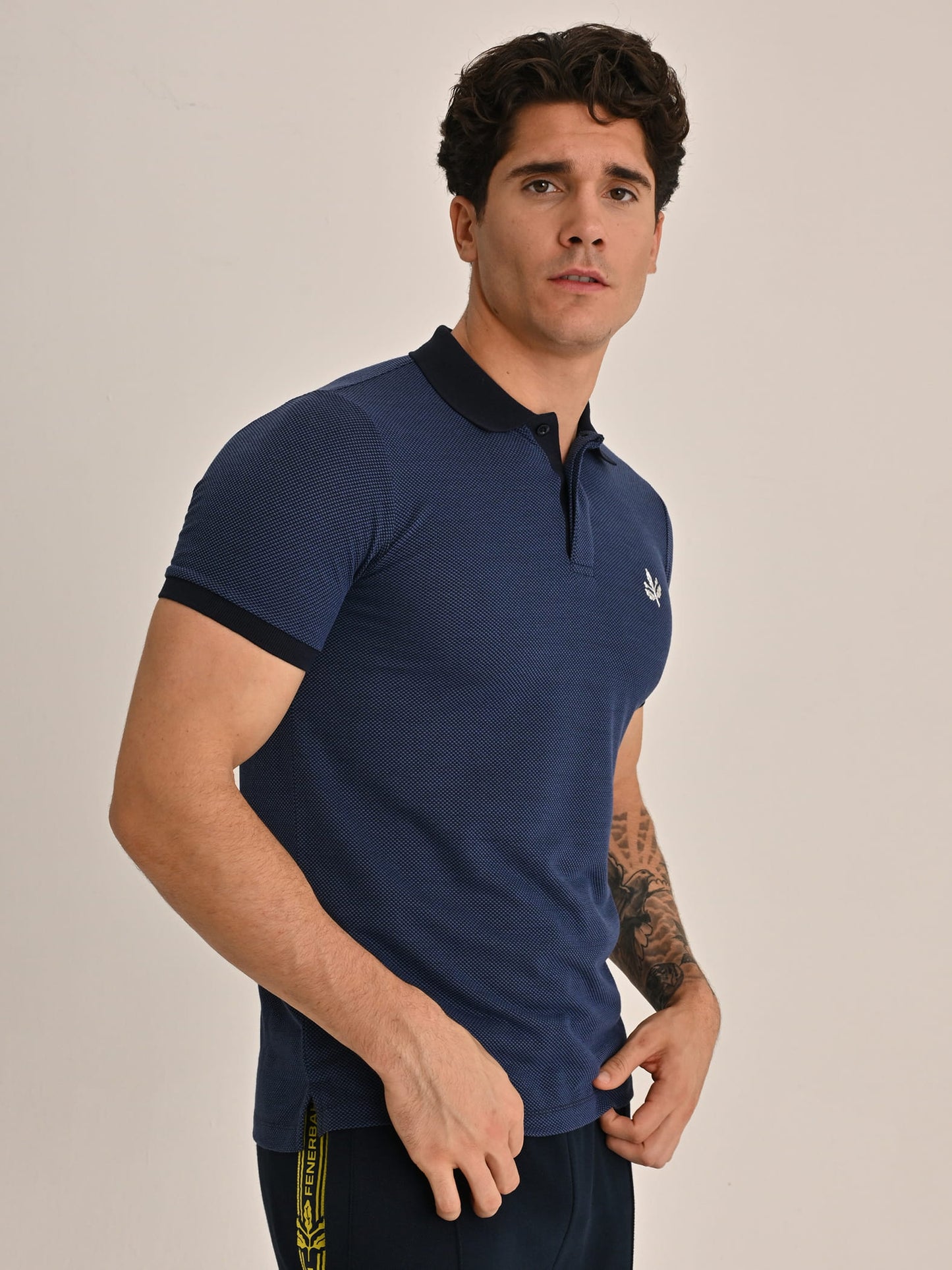 Fenerbahçe Lacivert Trend Jakarlı Erkek Polo Tshirt