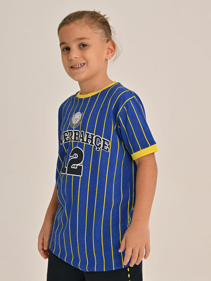 Fenerbahçe Mavi Kolej Çizgili Çocuk Tshirt