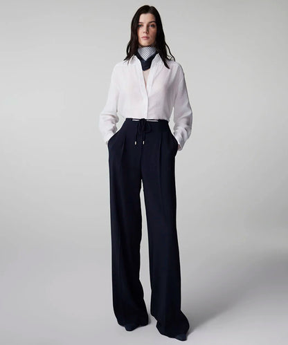 Lacivert Belden Bağlamalı Wide Leg Fit Pantolon Is1260003096015 | Ipekyol