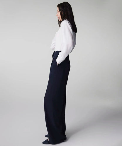 Lacivert Belden Bağlamalı Wide Leg Fit Pantolon Is1260003096015 | Ipekyol