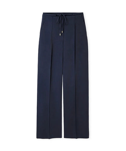 Lacivert Belden Bağlamalı Wide Leg Fit Pantolon Is1260003096015 | Ipekyol