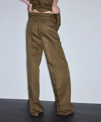 Haki Ince Kuşaklı Wide Leg Pantolon Is1260003138177 | Ipekyol