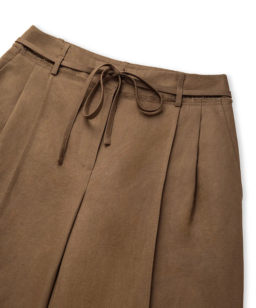 Haki Ince Kuşaklı Wide Leg Pantolon Is1260003138177 | Ipekyol