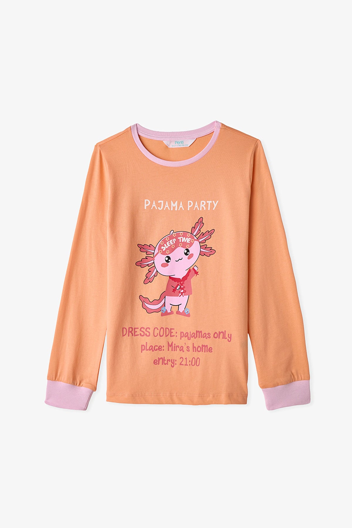 Pembe Kız Çocuk Relaxalotl Uzun Kollu Pamuklu 2'li Pijama Takımı