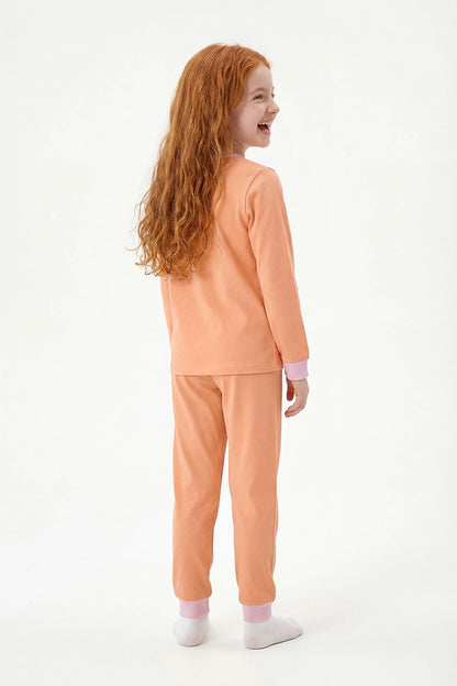 Pembe Kız Çocuk Relaxalotl Uzun Kollu Pamuklu 2'li Pijama Takımı