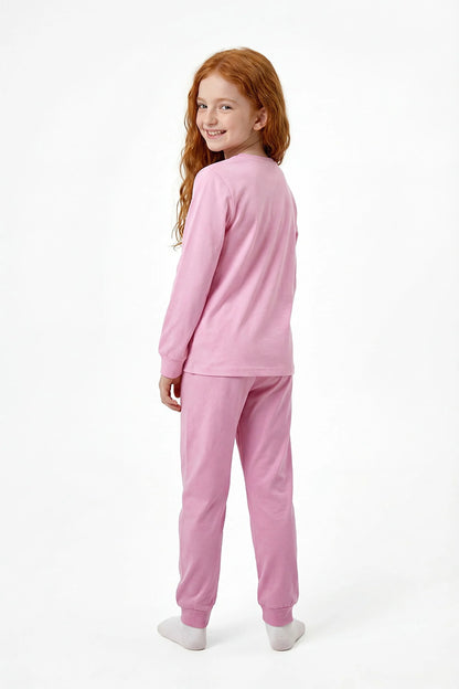 Pembe Kız Çocuk Relaxalotl Uzun Kollu Pamuklu 2'li Pijama Takımı