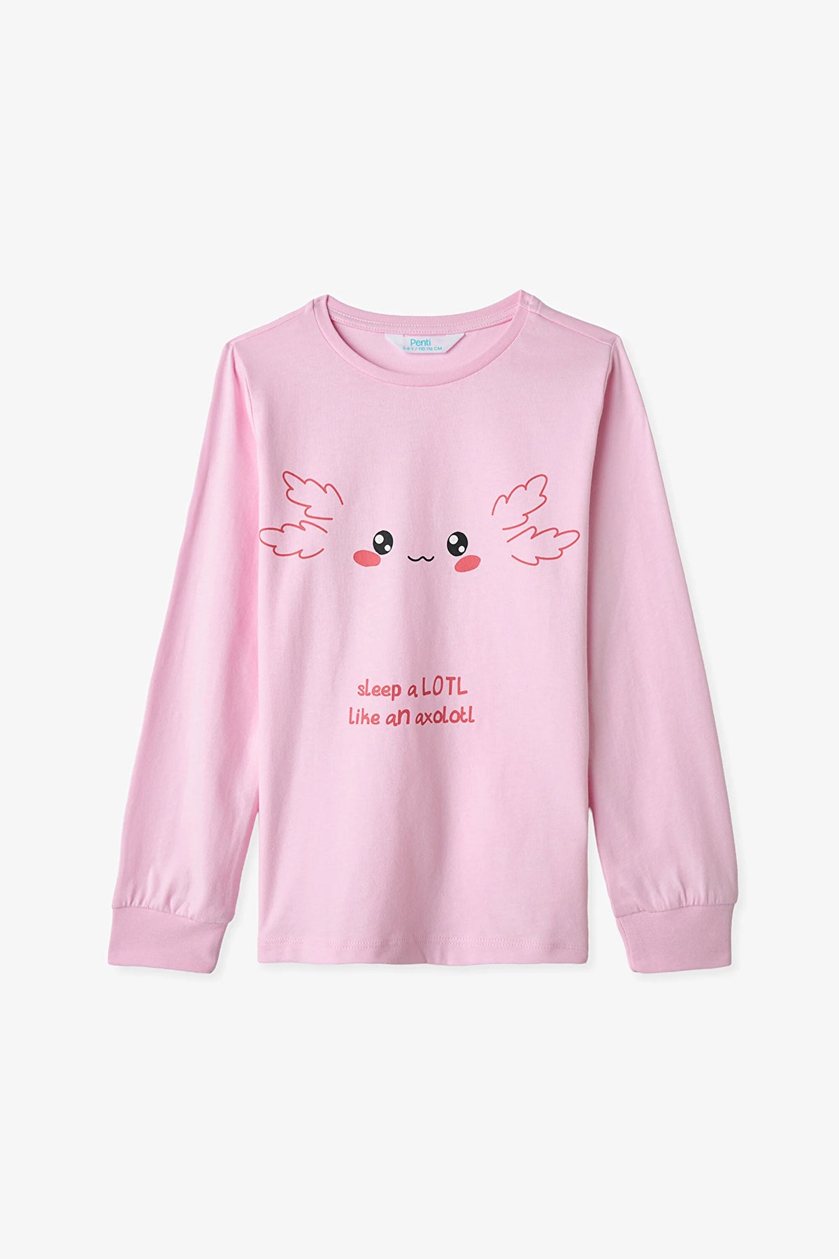 Pembe Kız Çocuk Relaxalotl Uzun Kollu Pamuklu 2'li Pijama Takımı