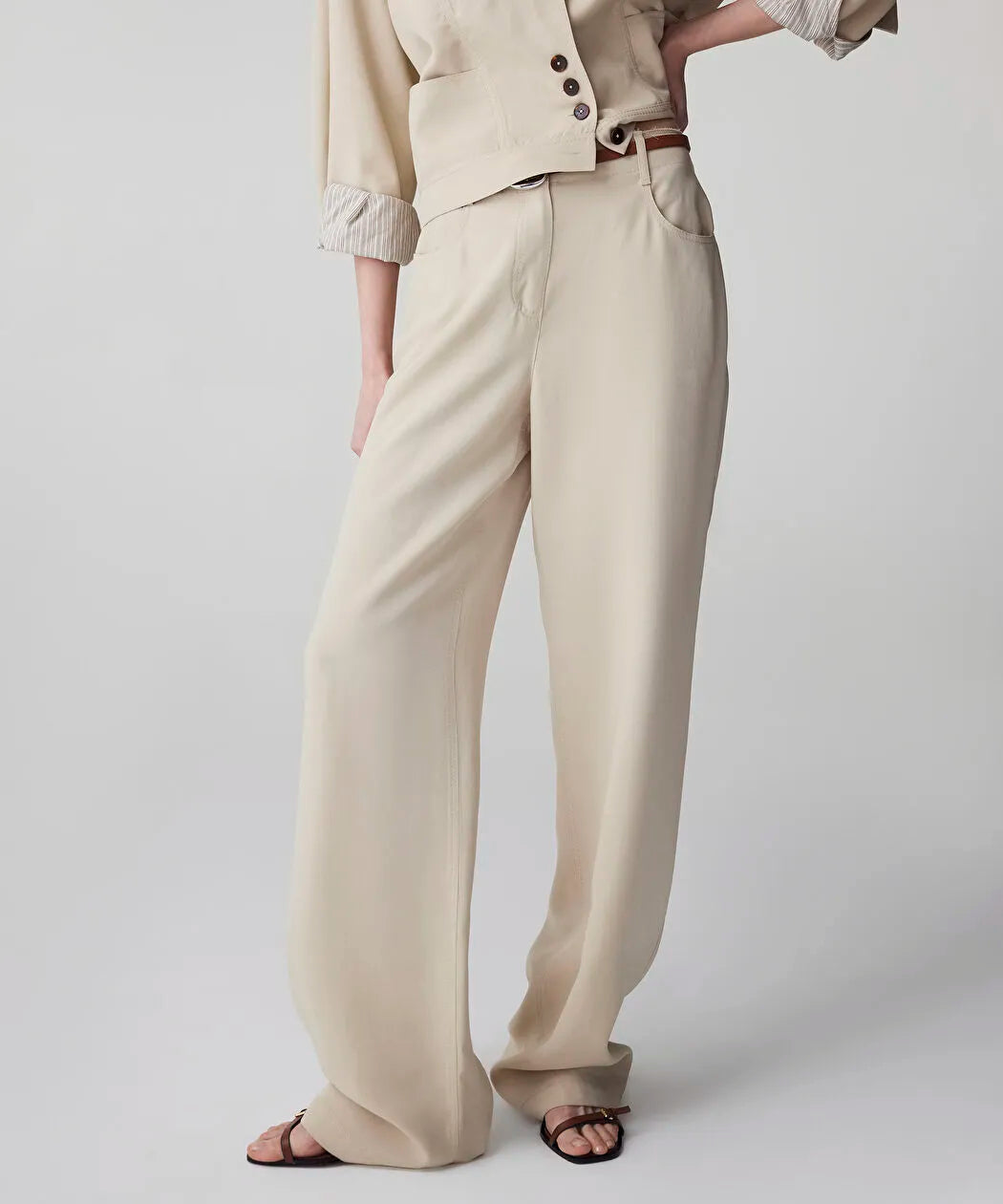 Natürel Kemerli Straight Fit Pantolon Is1260003145003 | Ipekyol