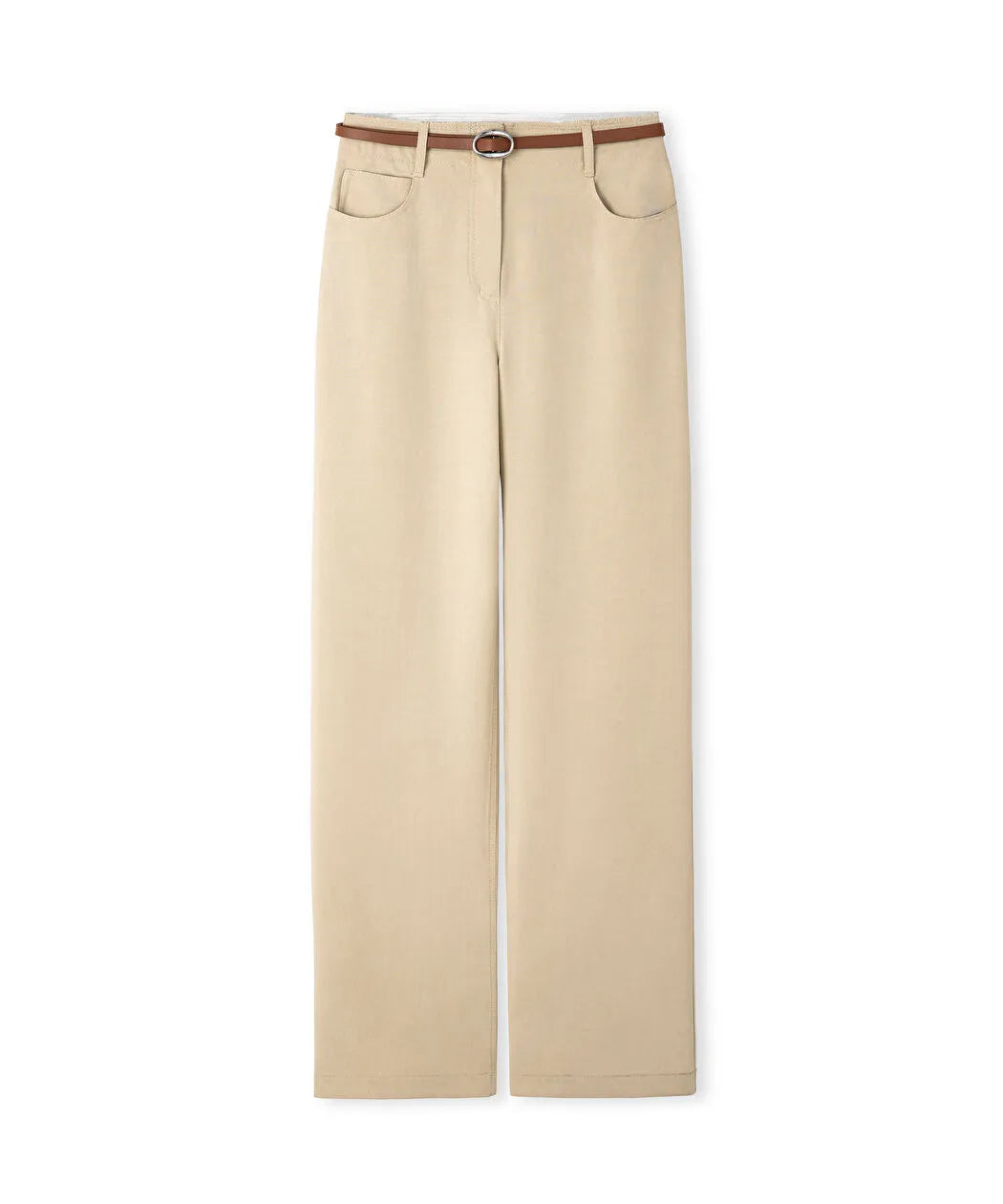 Natürel Kemerli Straight Fit Pantolon Is1260003145003 | Ipekyol