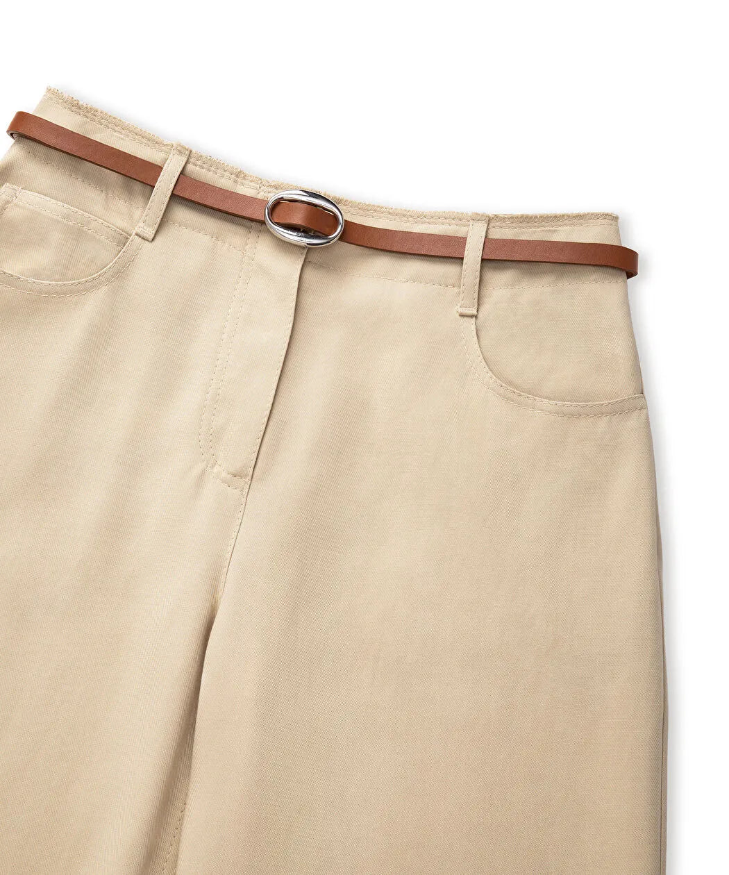 Natürel Kemerli Straight Fit Pantolon Is1260003145003 | Ipekyol