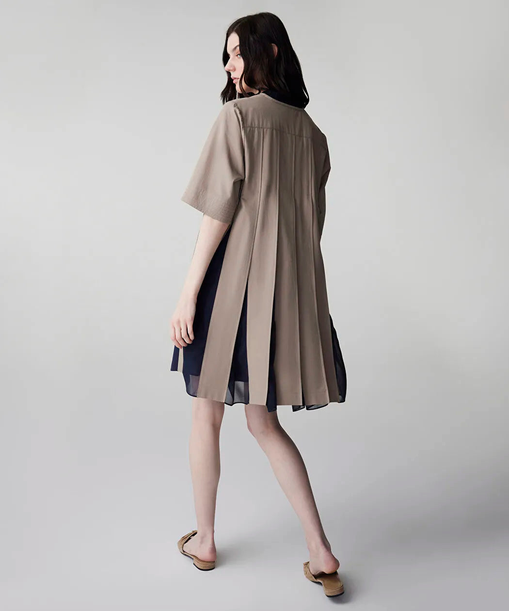 Haki Colorblock Kumaş Mix Elbise Is1260002222022 | Ipekyol