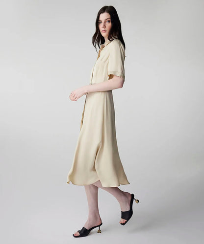 Natürel Kemerli Cupro Elbise Is1260002234003 | Ipekyol