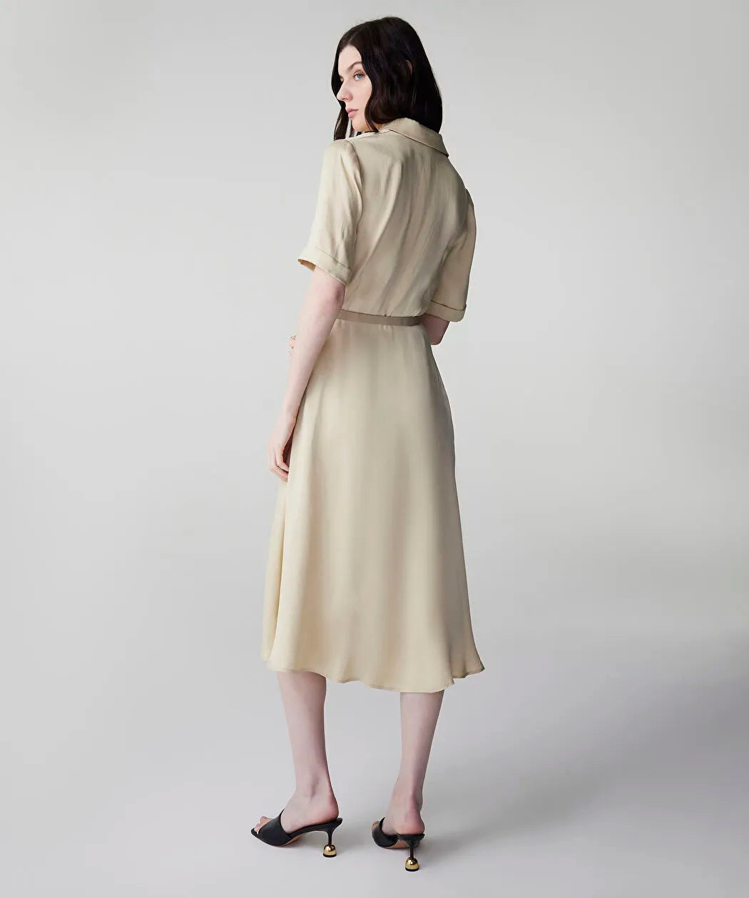 Natürel Kemerli Cupro Elbise Is1260002234003 | Ipekyol