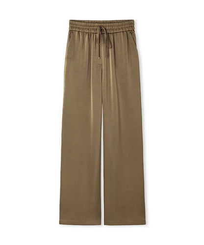 Haki Wide Leg Fit Saten Pantolon Is1260003147022 | Ipekyol