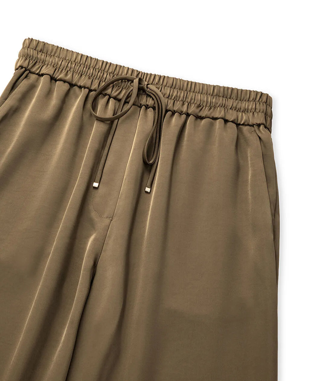 Haki Wide Leg Fit Saten Pantolon Is1260003147022 | Ipekyol