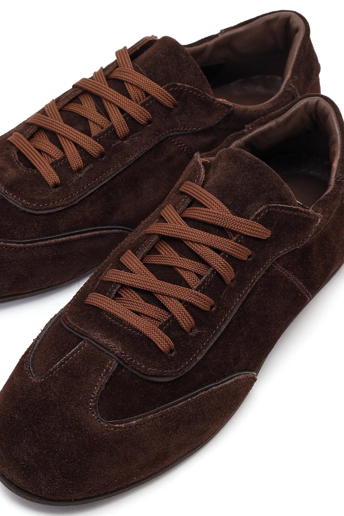 Kadın Kahverengi Bağcıklı Süet Deri Sneaker