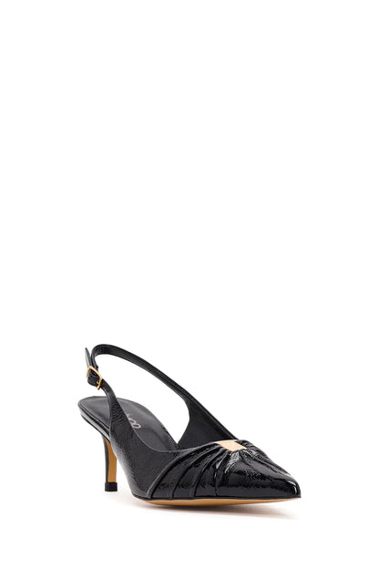 Kadın Siyah Arkası Açık Ince Topuklu Rugan Deri Ayakkabı