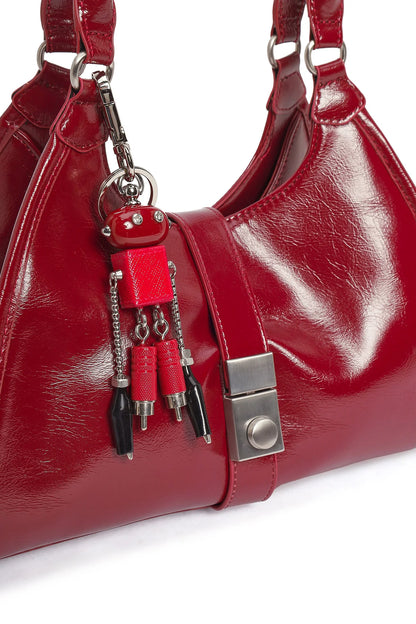 Kadın Bordo Charmlı Omuz Çantası