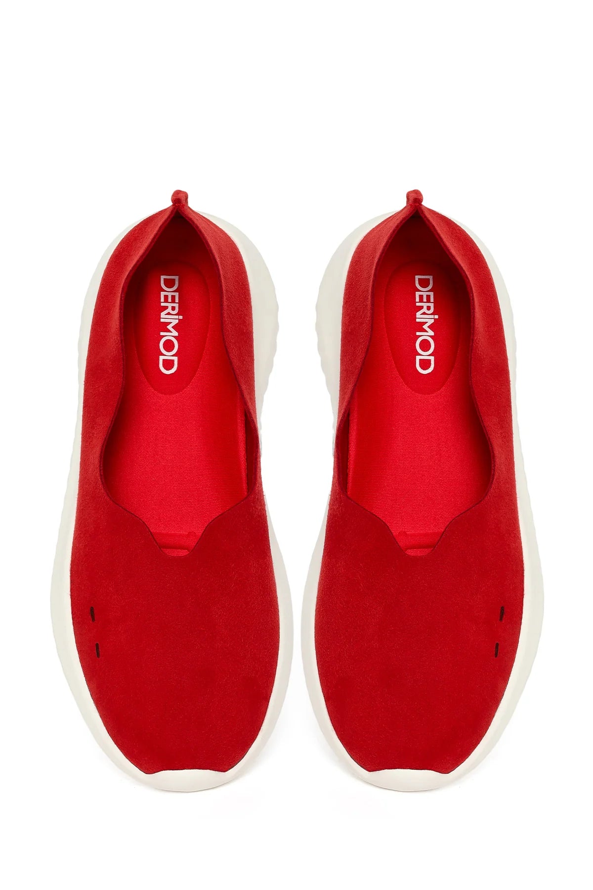 Kadın Kırmızı Kalın Tabanlı Süet Ayakkabı
