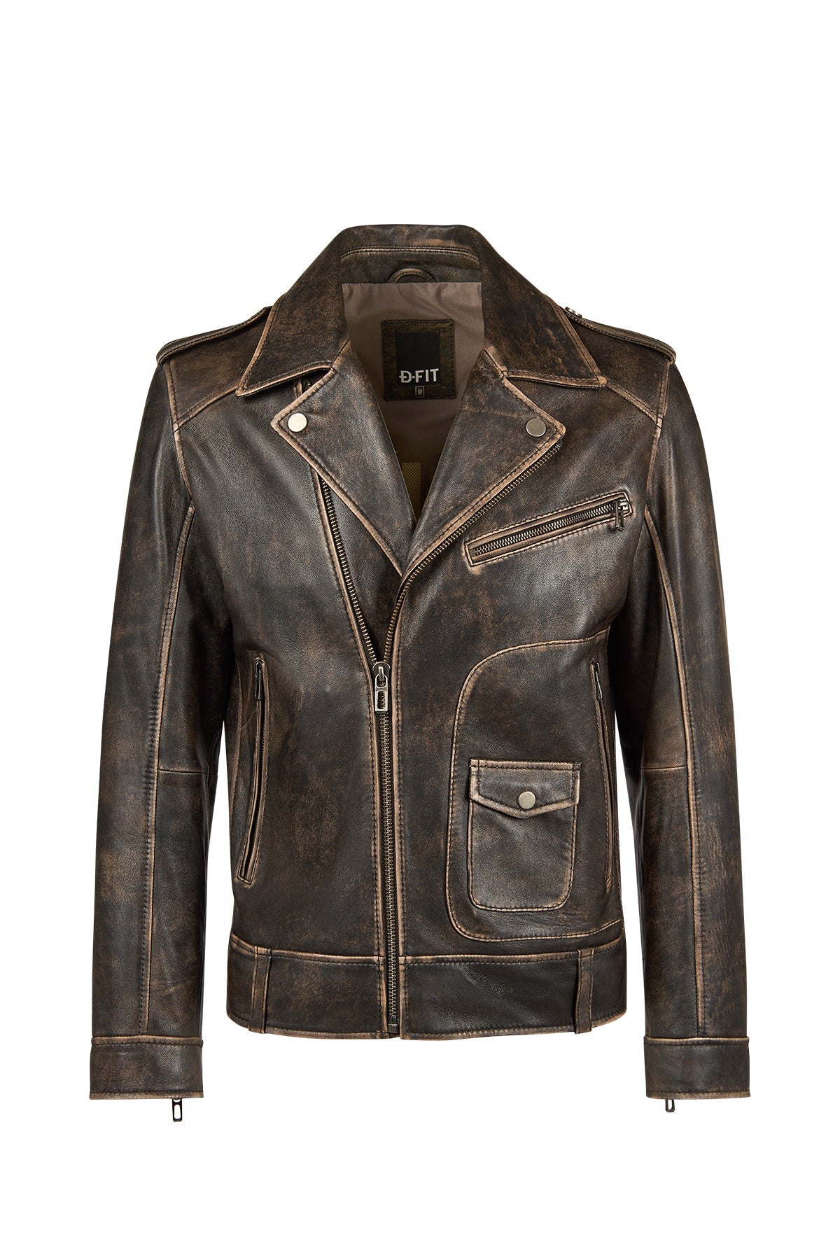 Carter Erkek Kahverengi Biker Deri Mont