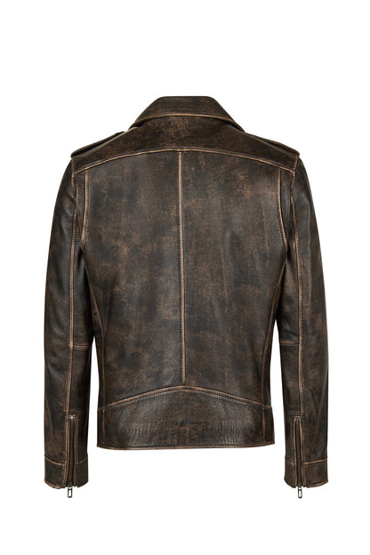 Carter Erkek Kahverengi Biker Deri Mont
