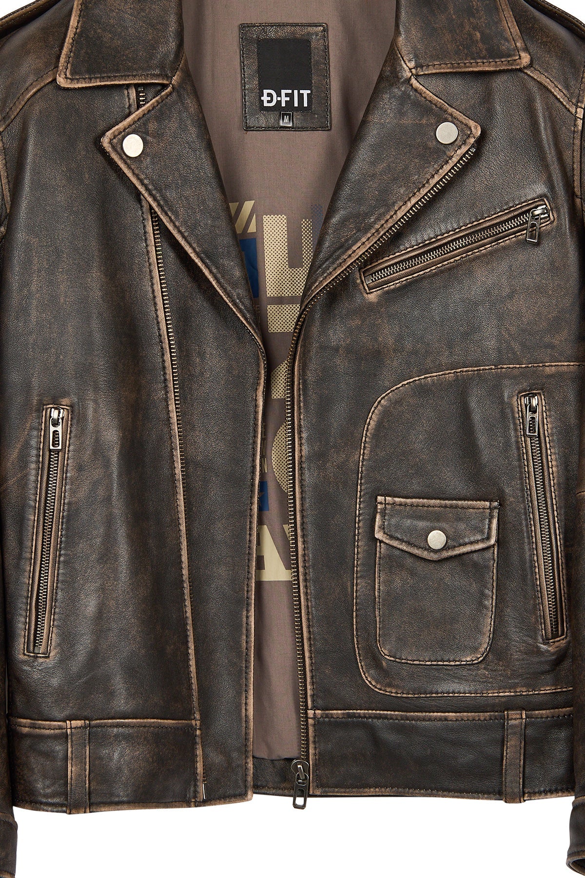 Carter Erkek Kahverengi Biker Deri Mont