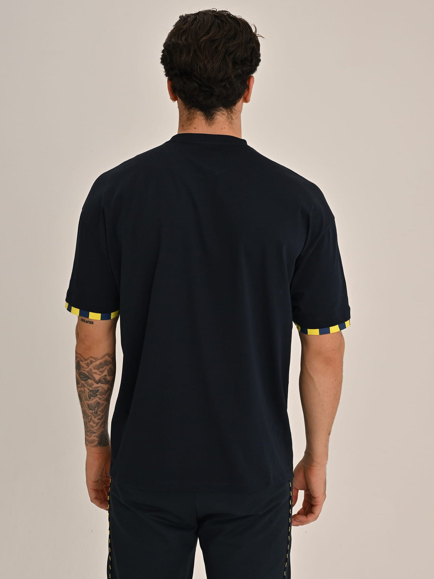 Fenerbahçe Lacivert Tribün Nakış Efektli Erkek Oversize Tshirt