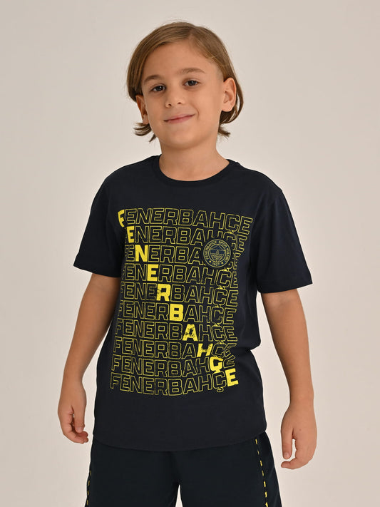 Fenerbahçe Lacivert Tribün Tek Renk Logo Çocuk Tshirt