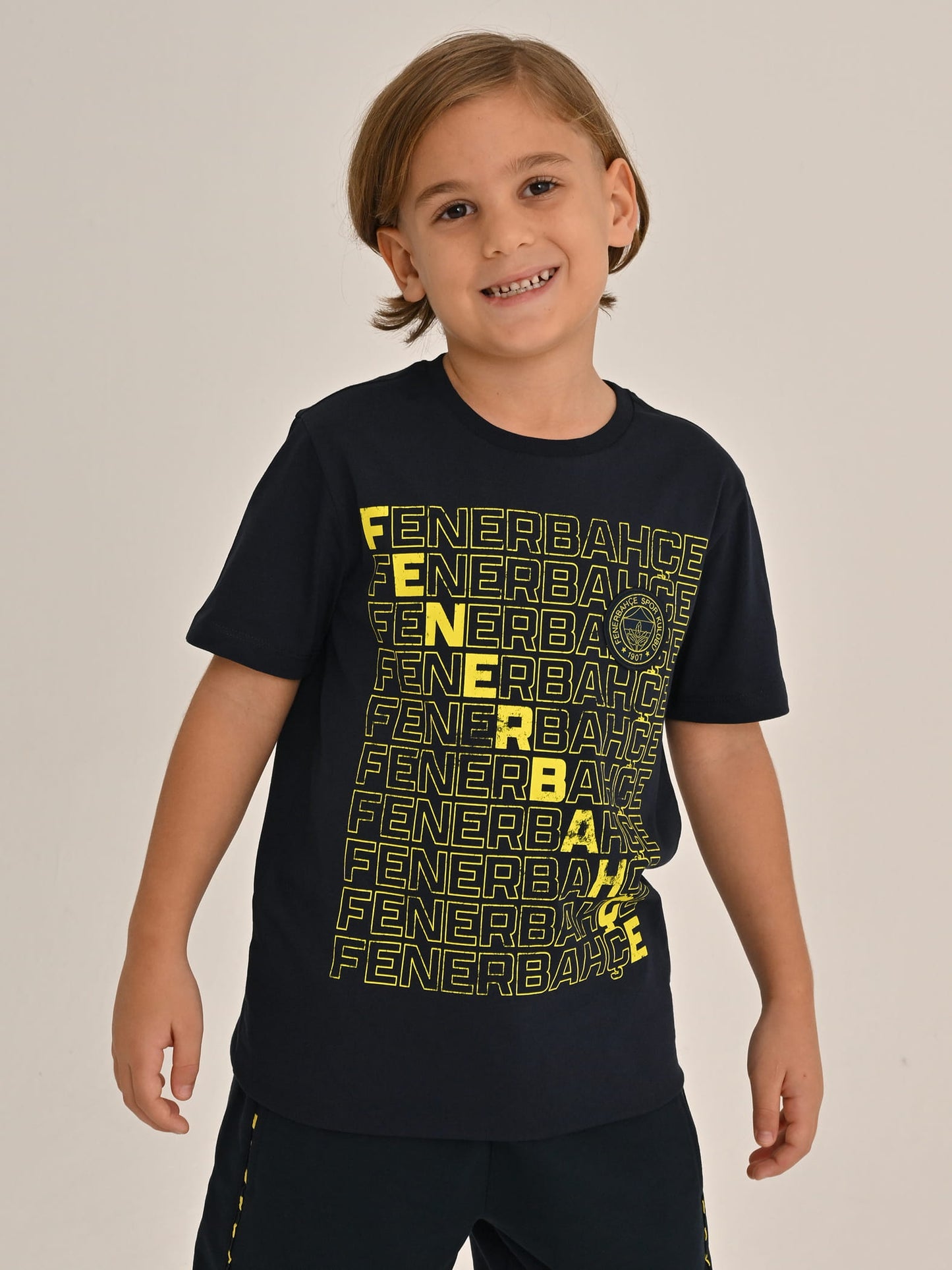 Fenerbahçe Lacivert Tribün Tek Renk Logo Çocuk Tshirt