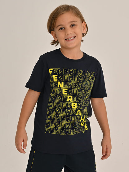 Fenerbahçe Lacivert Tribün Tek Renk Logo Çocuk Tshirt