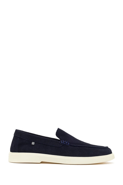 Erkek Lacivert Süet Deri Casual Loafer