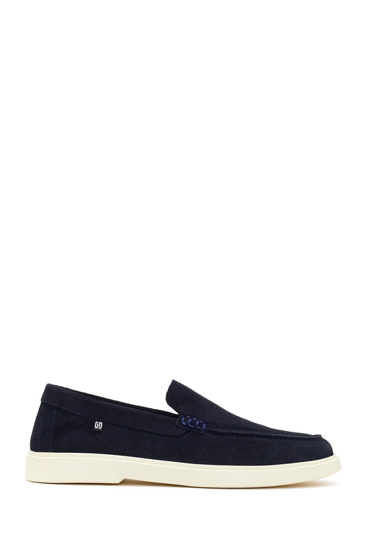Erkek Lacivert Süet Deri Casual Loafer