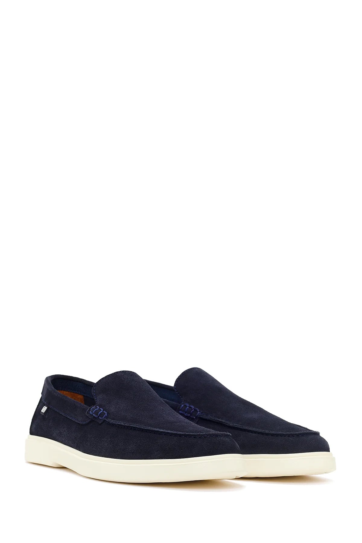 Erkek Lacivert Süet Deri Casual Loafer