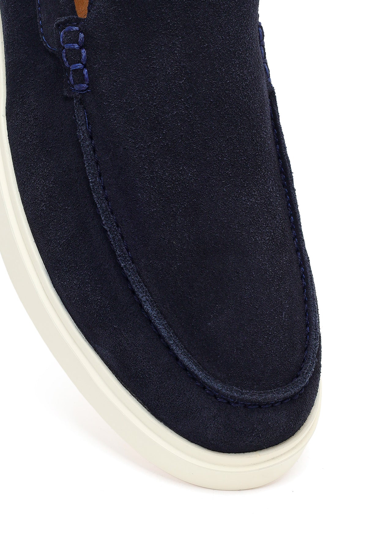 Erkek Lacivert Süet Deri Casual Loafer