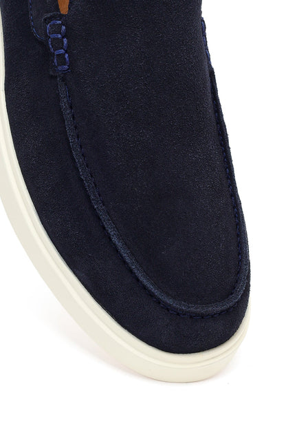 Erkek Lacivert Süet Deri Casual Loafer