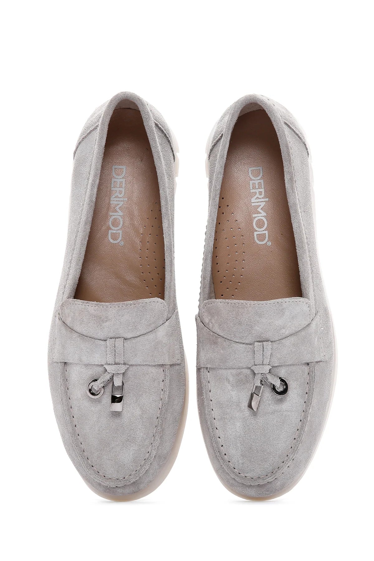 Kadın Vizon Tokalı Süet Deri Comfort Loafer