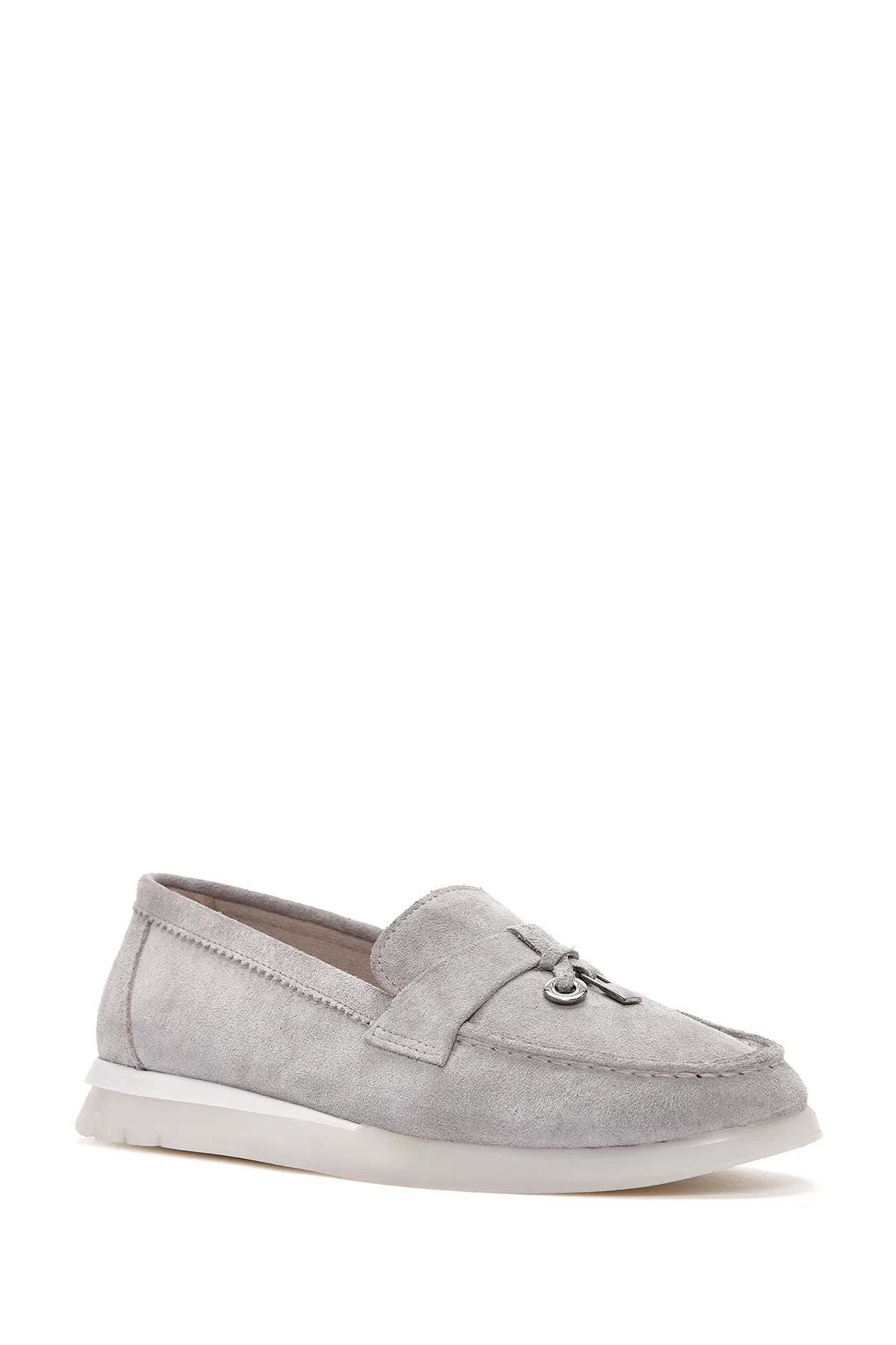Kadın Vizon Tokalı Süet Deri Comfort Loafer