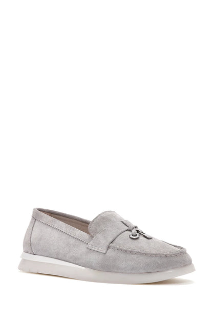 Kadın Vizon Tokalı Süet Deri Comfort Loafer